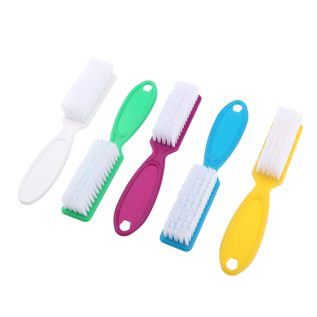 5PCS Long Handle Nail Scrub Cleaning Brush Set Nail Dust Cleaning Brush for Toenails and Fingernails Cleaner, Multi-color