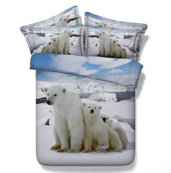 

Comforter bedding sets 3D Polar Bear duvet cover bed in a bag sheet quilt bedspread Queen size King full twin single linen 5PCS