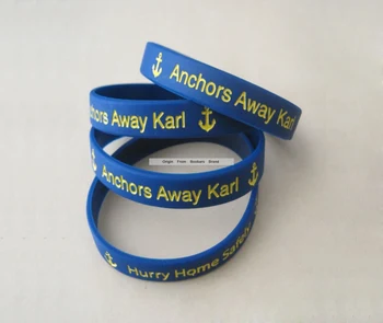 

custom personalise design anchors Logo Text caved silicone bracelet engrave writing debossed logo rubber bands