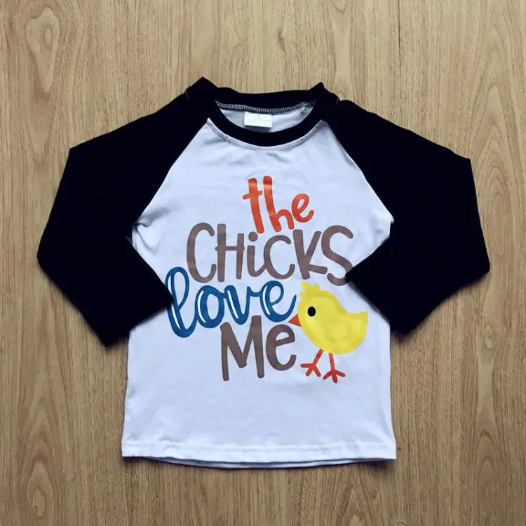 

Aicton 2018 boys easter day raglan t shirts the chicks love me cotton t shirts Spring Summer T shirt