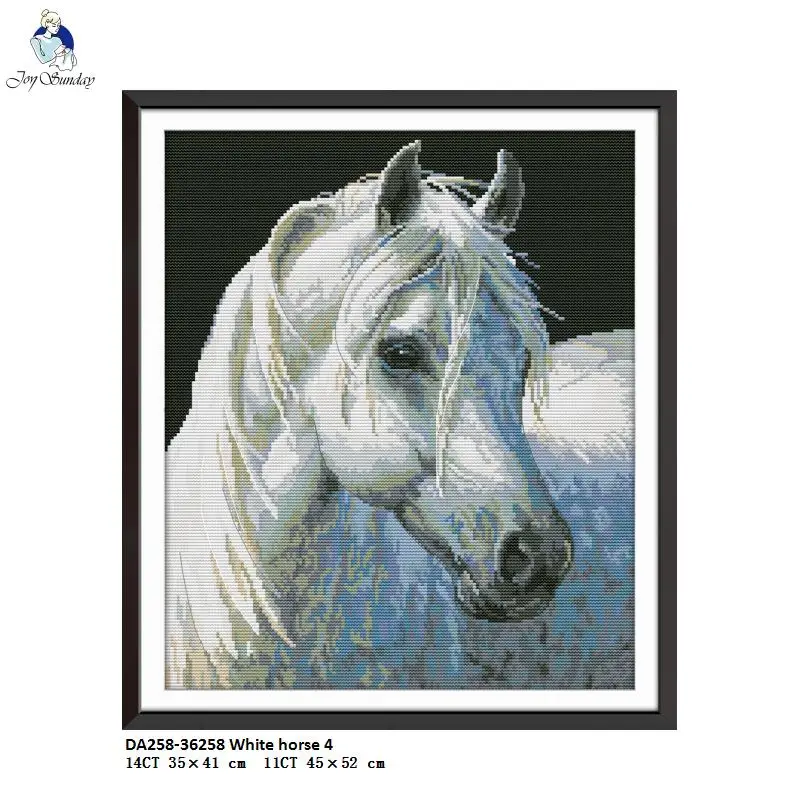 

White Horse Patterns Cross-stitch Kits Animal Style DMC 11CT and 14CT Embroidery Needlework Home Decor Wholesale DIY Hand Crafts