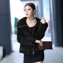 2016 Winter Women s Genuine Real Knitted Mink Fur Jacket Turn down Collar Lady Short Coat