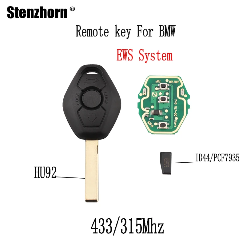 

Stenzhorn 3BT 433/315Mhz Remote key DIY For BMW EWS X3 X5 Z3 Z4 1/3/5/7 Series EWS System PCF7935 Chip HU92 Blade Original Keys