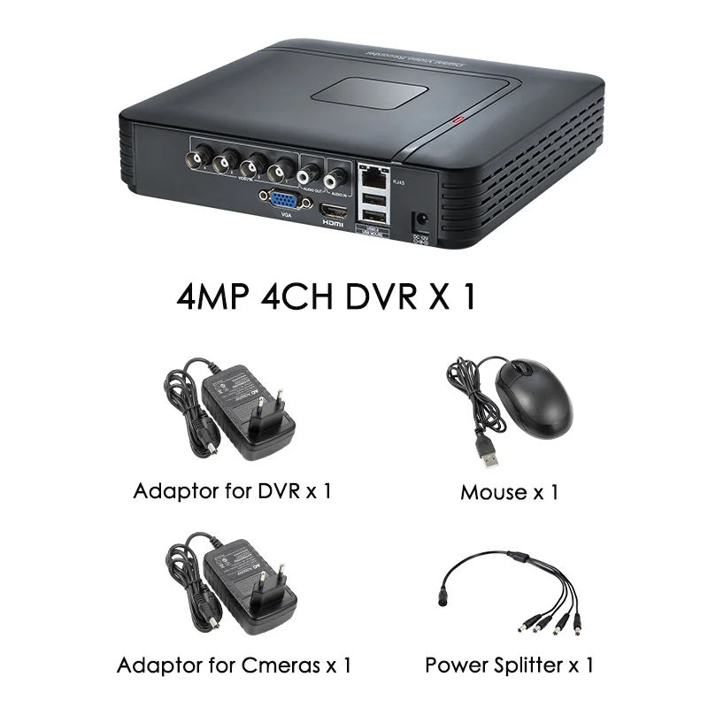 Золотой безопасности 4MP 4CH приложение ПК дистанционного мониторинга DVR для AHD Открытый водонепроницаемый Авто обнаружения движения сигнализации безопасности камеры - Цвет: Черный