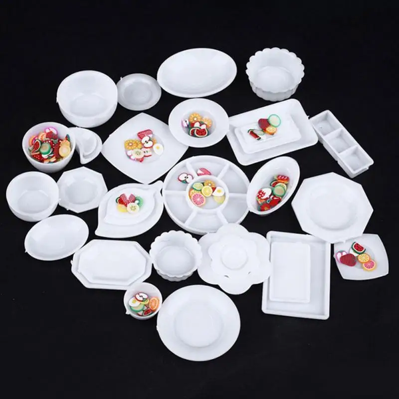 33 шт./компл. кукольный домик 1/12 миниатюрная посуда пластиковая тарелка набор тарелок мини пищевая пластиковая посуда модельные наборы