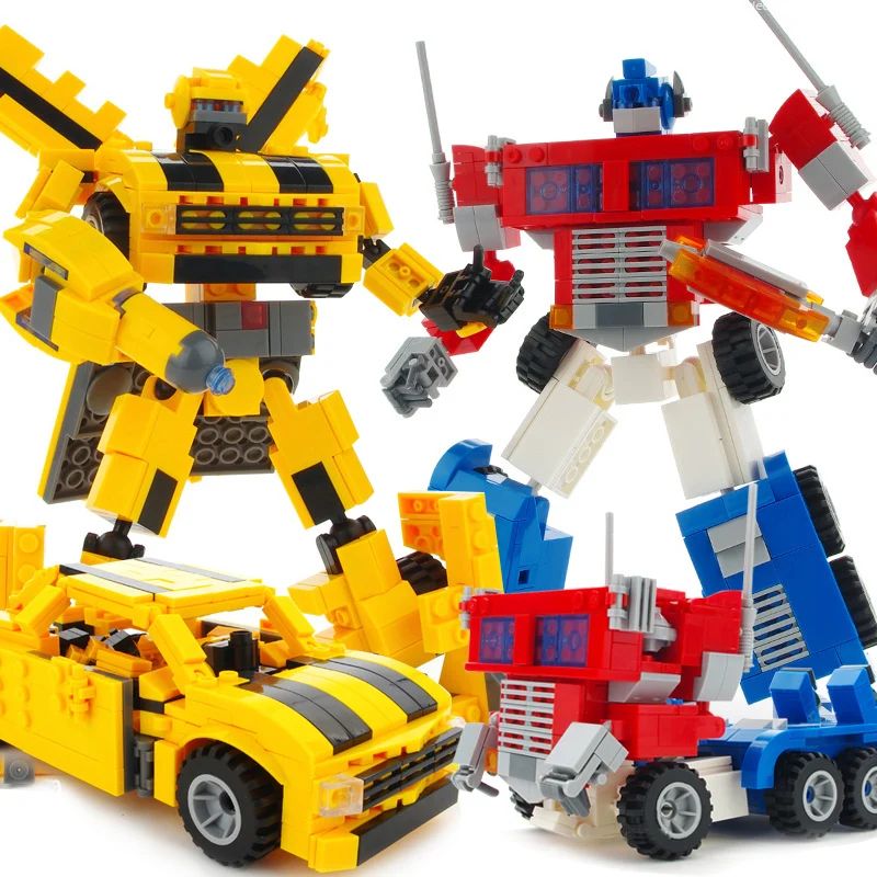 Building Block Bricks Robot Car Anime Transformation Car Robot DIY Educational action figure robot model child Robot toys Gift