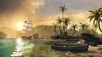 

Sunset beach pirate ship boat backdrops High quality Computer print party backgrounds