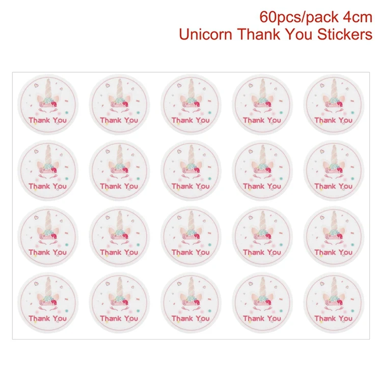 QIFU Единорог наклейка для бутылок с водой Одноразовая посуда для вечеринок Единорог День рождения наборы; детский душ украшения для праздника Вечерние - Цвет: Thank you stickers