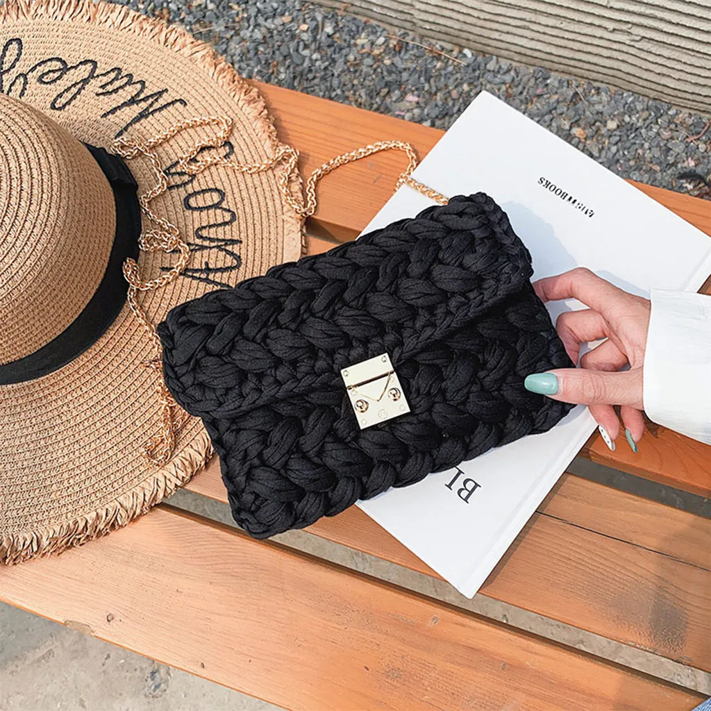 Womens Woven Colorful Bag Handmade Texture Wild Explosions Handbags Portable Single-shoulder Fashion Messenger Bolso Mujer YL4