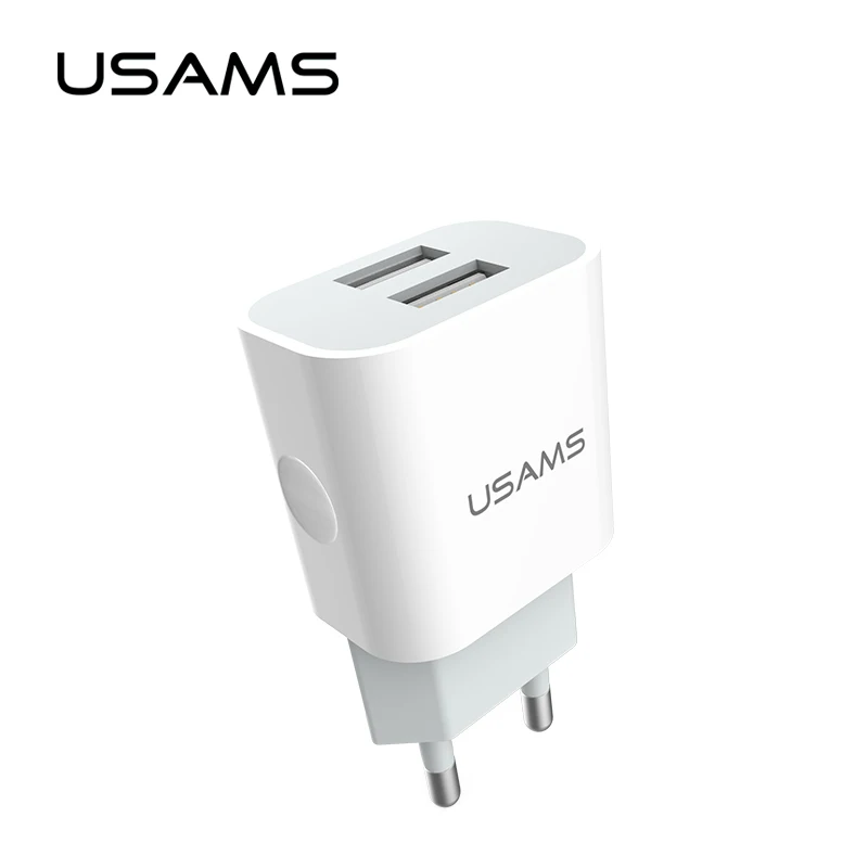 USAMS 5 V/2.4A شاحن يو اس بي الهاتف المحمول شاحن آيفون سامسونج 2 ميناء الاتحاد الأوروبي/المملكة المتحدة التوصيل الجدار شاحن ل iOS /الروبوت شواحن الها...