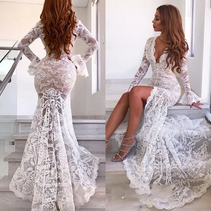 lace wedding dress with slit