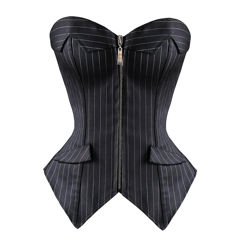 

caudatus overbust corsets for women striped office party plus size corsets and bustiers lingerie tops korsett black