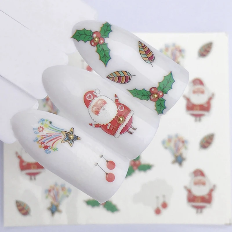 Nail Art Nail Sticker New Year Slider Tattoo Christmas Water Decal Santa Claus Snowman Full Wraps Designs Decals