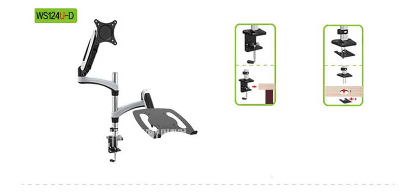Gm124u-d 1"-27" Мультимедиа рабочего ЖК-дисплей Держатели мониторов+ владелец ноутбука настольная подставка двойной Мониторы крепление кронштейна руку стенд База
