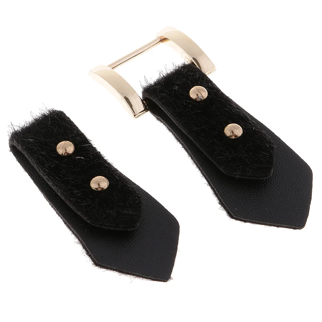 1 Pair Leather Button Toggle Closure with Metal Buckles for Coat Jacket Duffle 13.2x2.8cm