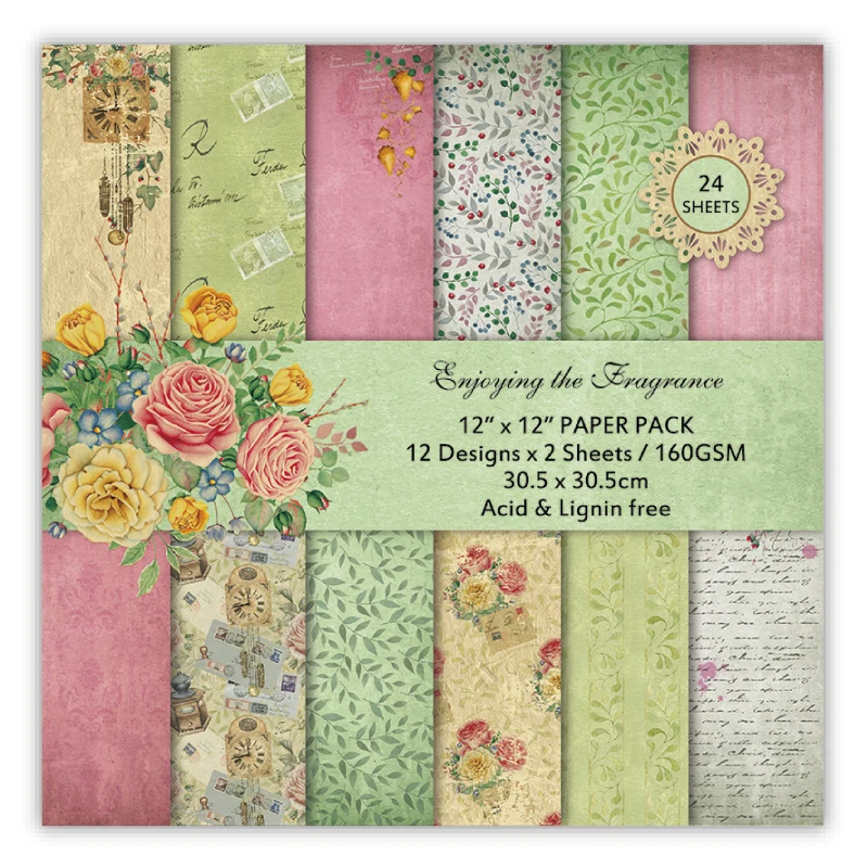 DIY Scrapbooking Kit 12&quot 24 Sheet Spring Bloom Enjoying Fragrance Flowers Papers Pack Decorative Paper Printed Background | Дом и сад