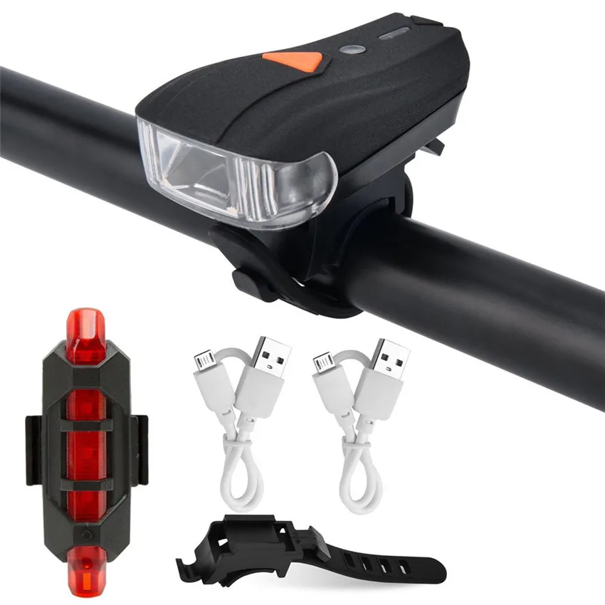 USB Перезаряжаемые горный велосипед светодио дный руль подседельный голова спереди света и задние лампы Комплект для верховой езды