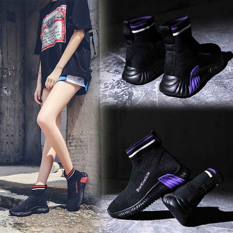 

Wheresroad Fashion Korean Sock High Band 2018 New Boot Woman Spring and Autumn Tenis Feminino Casual Shoes Flat Hip Hop Tide