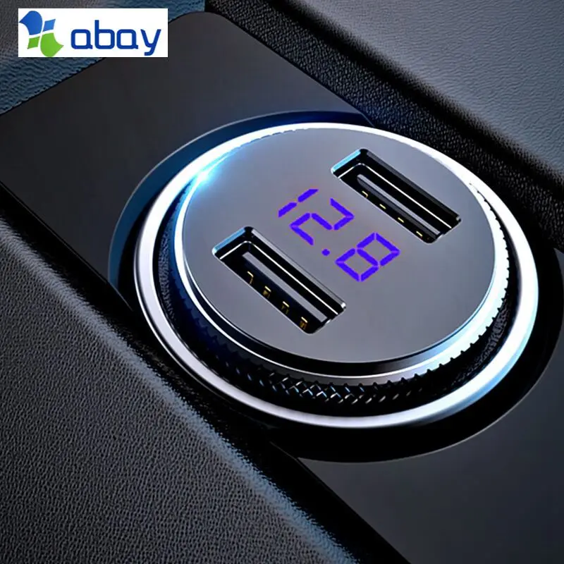 

abay Mini Dual USB Car Charger LED Display Universal 3.4A Mobile Phone Tablet Fast Charging Usb Charger for Car 2 Usb Adapter