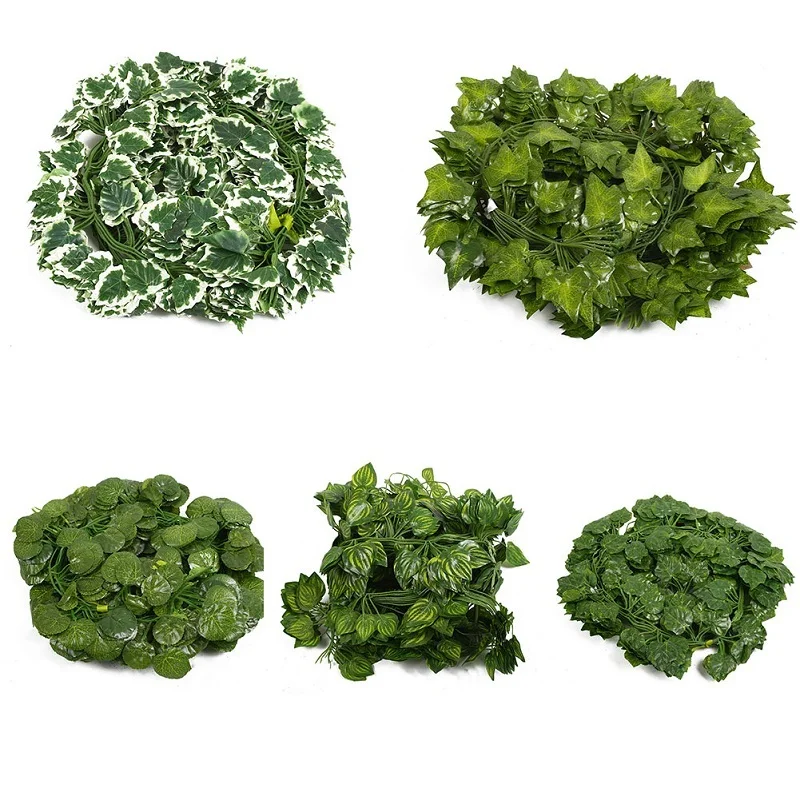 

2M Long Artificial Plants Green Ivy Leaves Artificial Grape Vine Fake Parthenocissus Foliage String Wedding Party Home Decor