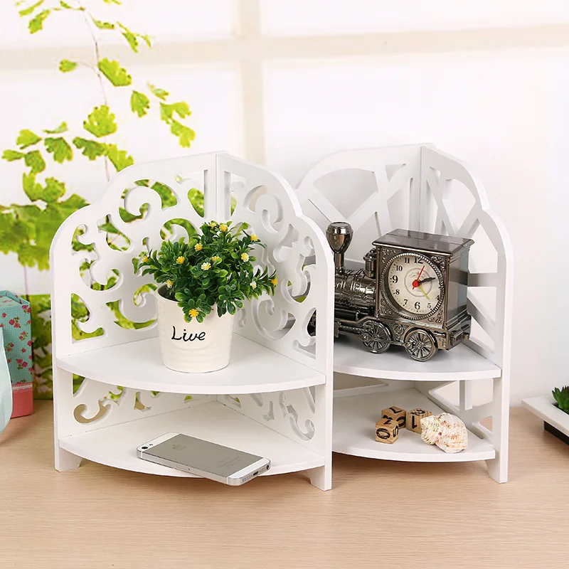 Double Layer Table Corner Shelf For Magazines Europe Type Carving Double Layer Table Corner Shelf For Magazines Europe Type Carving Small Bookshelf White Desk Storage Rack Whole Hy833