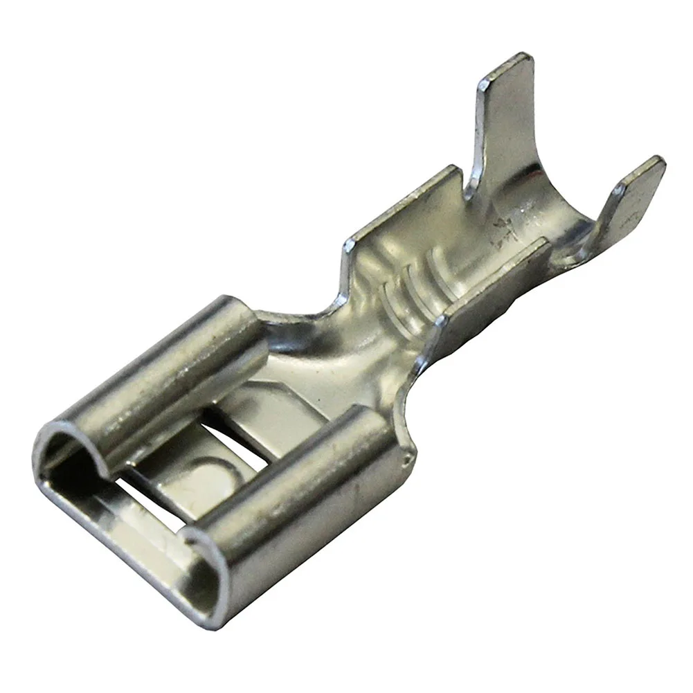 100 x 6.3mm Uninsulated Female Spade Push On Crimp Terminal Non