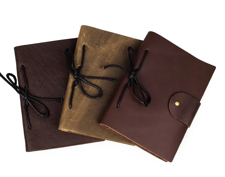 Caderno de Couro do Vintage de Papel Kraft Tamanho Polegada Presente Material Escolar Caderno Diário Jornal Notebook Viajante 8.5 a5 2 journals notebooks
