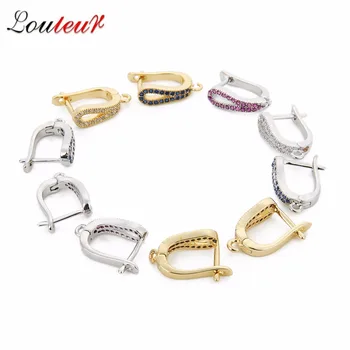 

LOULEUR 5 Colors Luxury Earrings Findings Colorful Zircon Rhinestone Hoop Earrings Hook Clasps DIY Women Fashion Earring Jewelry