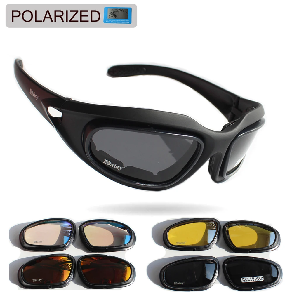 Tactical C5 Glasses Military Goggles Army Sunglasses+4 Polarized Lens Eyewear 1x