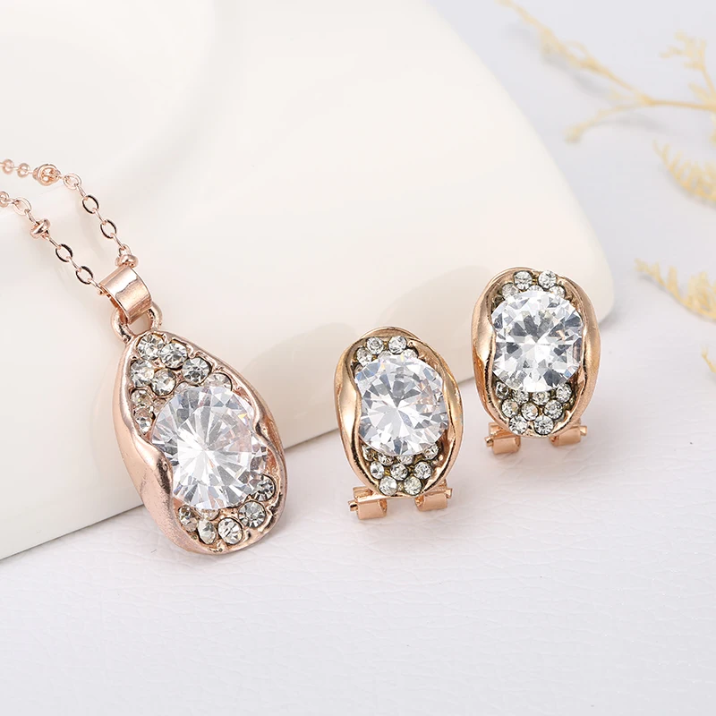 

Beautiful Unique Design For Women with Cubic Zirconia Earrings Pendants Necklaces Jewelry Set For Wedding Engagement