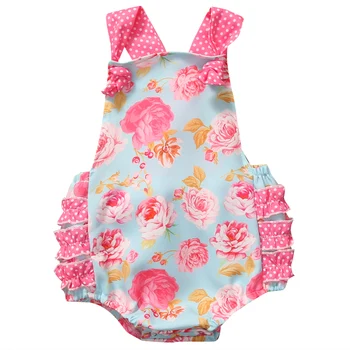 

2017 Floral Baby Romper Newborn Infant Baby Girls Clothes Summer Sleeveless Ruffles Jumpsuit One Pieces Outfits Sunsuit 0-18M