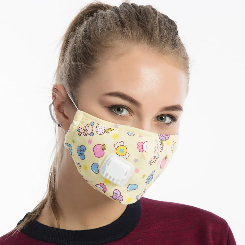 Kajeer хлопок PM2.5 анти-Дымчатая маска дыхание Анти-пыль рот маска Активированный уголь фильтр респиратор рот муфельной твердые маски для лица - Цвет: yellow