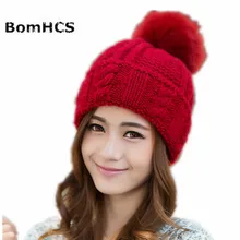 BomHCS волосы мяч ручной вязки Шапка-бини Для женщин леди осень-зима теплые Кепки Шапки