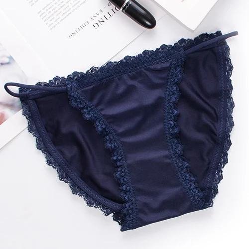 Dark Blue SXMCY сексуальное бикини, стринги, нижнее белье, бесшовные кружевные дышащие трусы с низкой талией, женские трусики, Дамское белье, трусы - Цвет: Dark Blue
