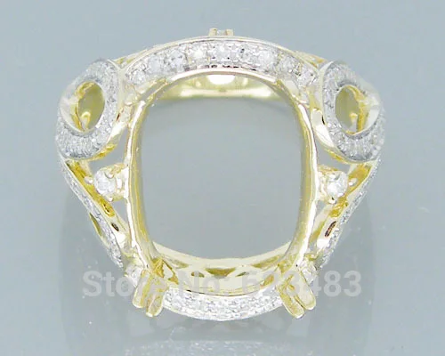 

Cushion 12x15mm Solid 14k Yellow Gold Natural Diamond Semi-mount Ring