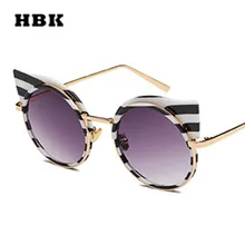 HBK полосатый кошачий глаз Modis солнцезащитные очки oculos трендовые большие винтажные женские брендовые дизайнерские Роскошные солнечные очки высокого качества