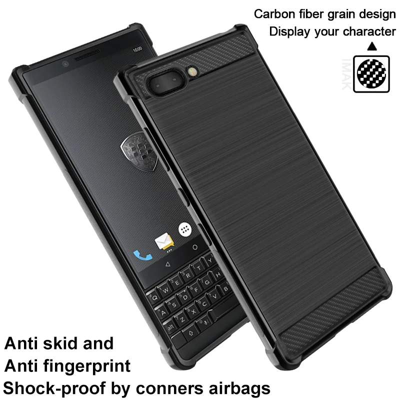 

IMAK for BlackBerry Key2 Case Vega Carbon Fiber Shockproof Conners Soft TPU Back Cover Case for BlackBerry Keytwo
