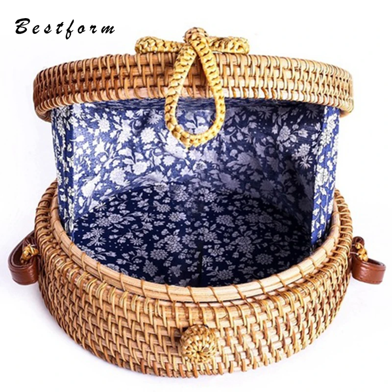 Франция/Чехия/Бали Круглый плетеная Сумка из ротанга летние пляжные Crossbody