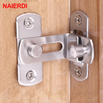 

NAIERDI 90 Degree Hasp Latches Stainless Steel Sliding Door Chain Locks Security Tools Hardware For Window Cabinet Hotel Home