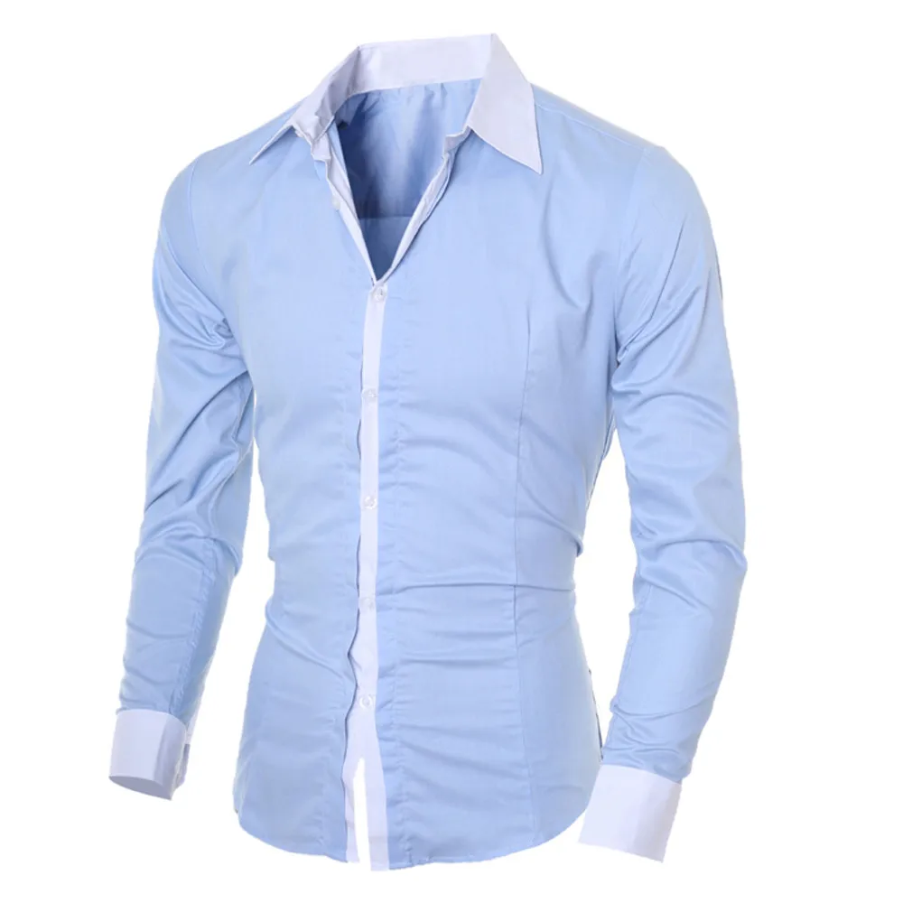 Мужская рубашка с длинным рукавом Camisa Masculina Повседневная приталенная в стиле