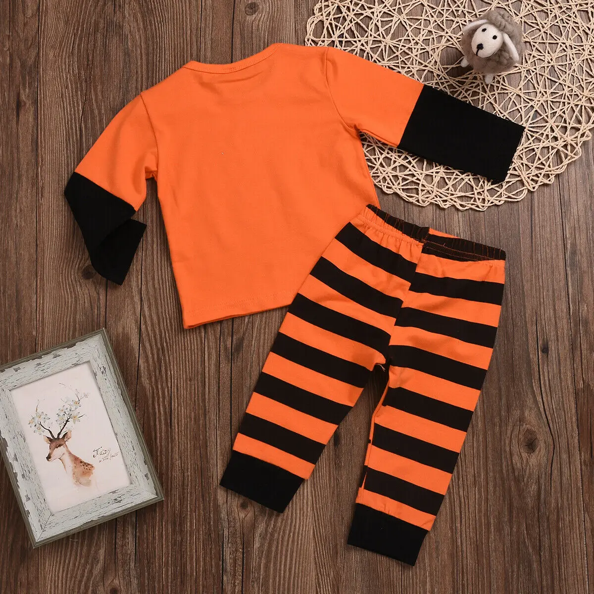Halloween Newly Cosplay Toddler Baby Kid Boys Girls Pumpkin Print Sweatshirts Tops+Stripe Long Pants Baby Clothes 2PCS Costumes
