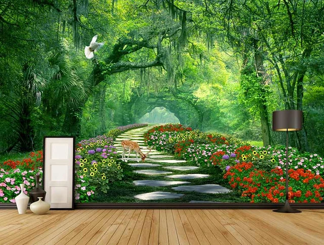 Garden Nature Scenery Bedroom Living Room Tv Background Wall Covering 3d  Woods Flower Lawn Living Room Sofa Bedroom Wallpaper - Wallpapers -  AliExpress