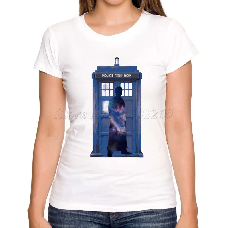 

2018 hot sale Women doctor who T shirt galaxy DR WHO police box design lady casual tops short sleeve fashion novelty tee shirts