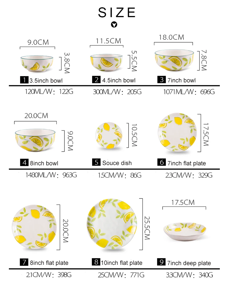 Nova chegada limão pintado de porcelana criativa
