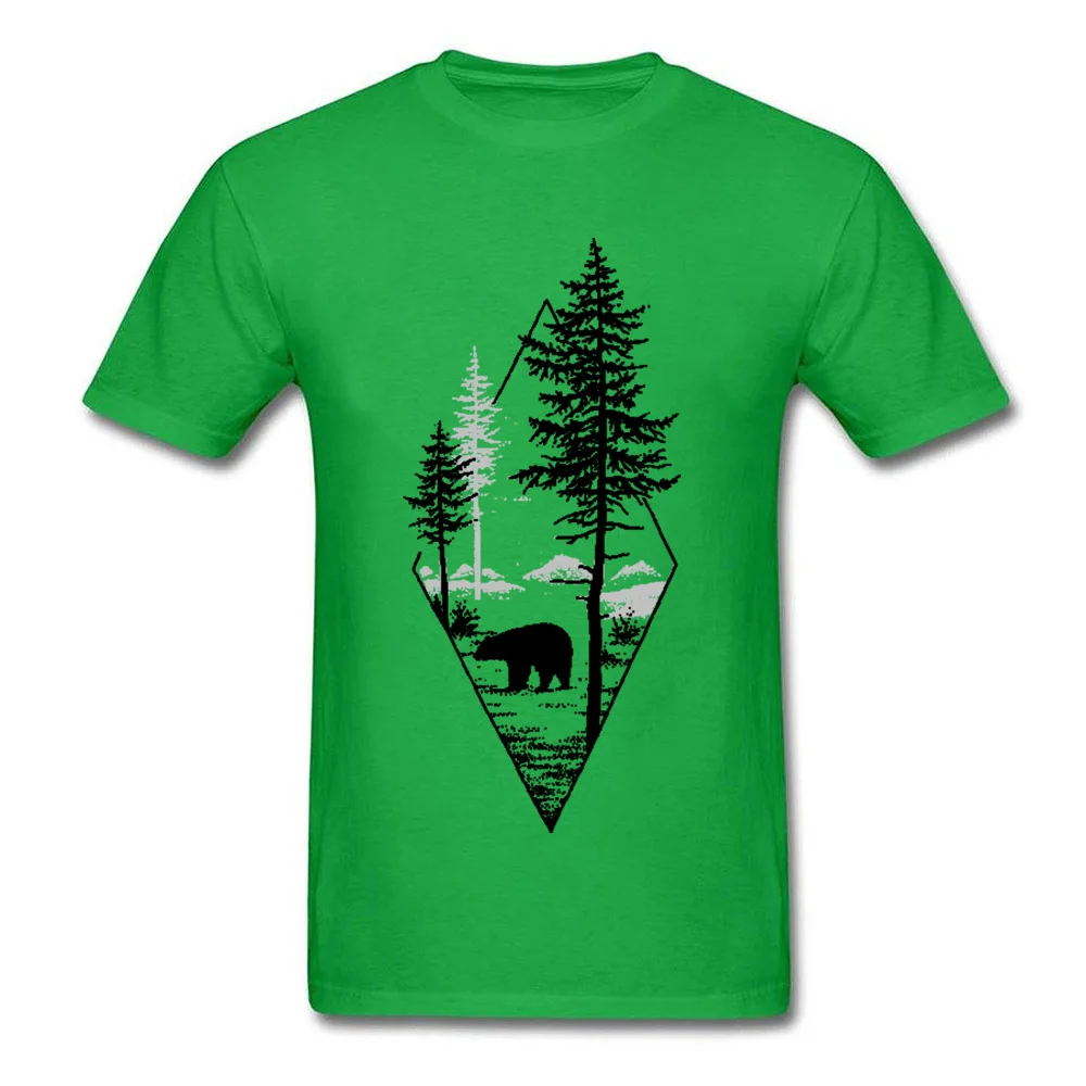 Bearintheforest190612 Custom Mother Day 100% Cotton Crewneck Male Tops Shirts Normal Tops & Tees Classic Short Sleeve T-Shirt Bearintheforest190612 green