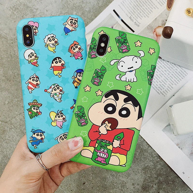 

Cartoon Crayon Shin chan Phone Case for iPhone X XR XS MAX 7 8 6 6s plus star Cute Little white dog Soft matte IMD Cover Coque