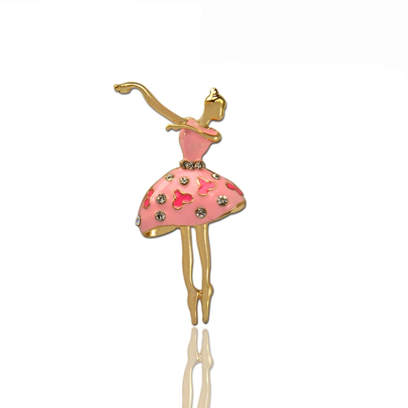 MZC Cute Enamel Ballerina Brooch Dancer Girl Brosh Hijab 