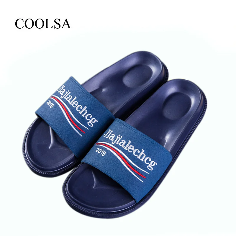 

Men New Arrival Flat Thicken Soles Letters Slippers Men Outdoor Non-slip Lightweight Slides Home Indoor Slippers Drop Shipping