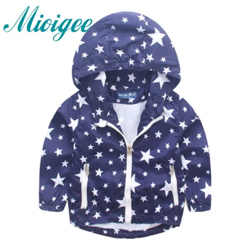 

2017 Baby Boys Jackets Children Hooded star Printed Boys Outerwear 2-8T Kids Windbreaker Spring Autumn Clothes