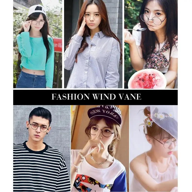 Mayitr 1pc Unisex Retro Large Round Glasses Oversized Metal Frame Eyeglasses Glasses Clear Lens 6 Colors